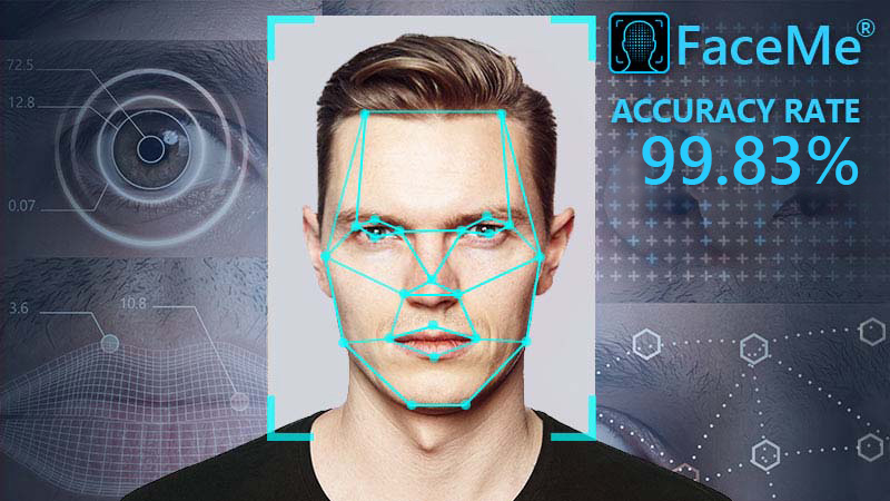 man with accurate ai facial recognition vector overlay